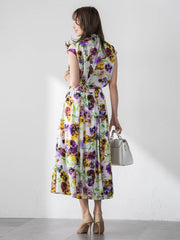 【KEITA KAWASAKI × Viaggio Bluコラボ】パンジープリントブラウス