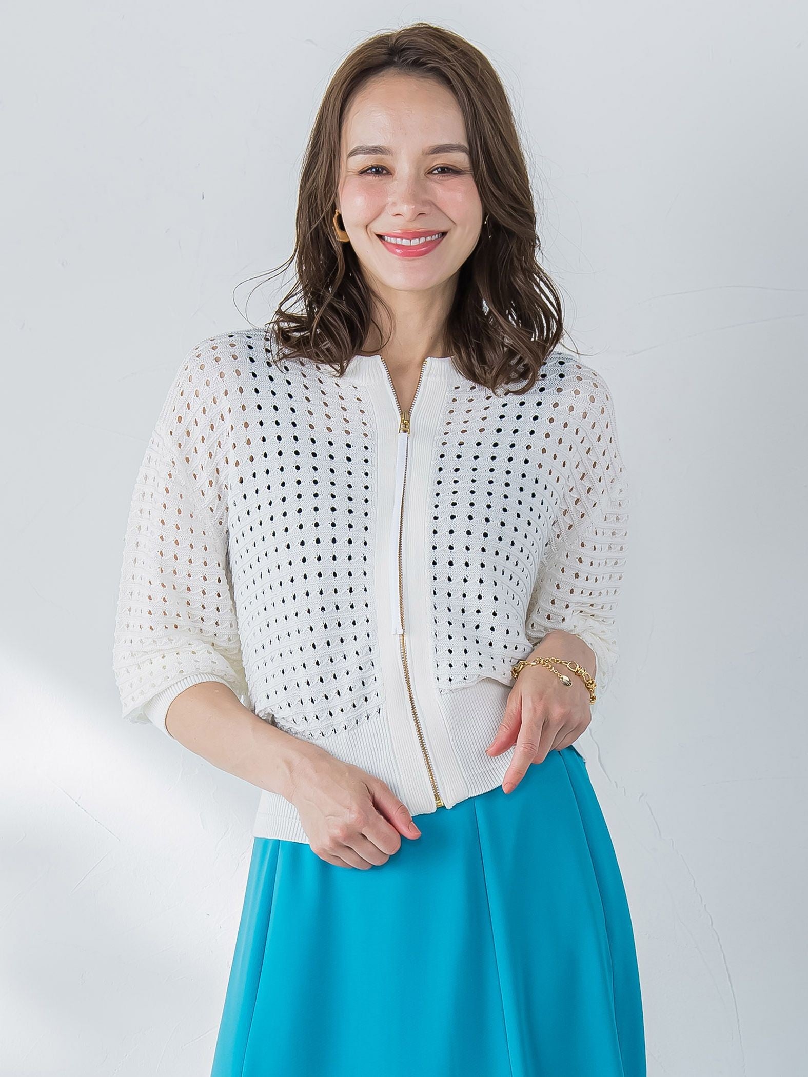 Viaggio Blu / ビアッジョブルー メッシュニットカーディガン≪手洗い可能≫ フラワー刺繍カーディガン≪手洗い可能≫ | Viaggio Blu