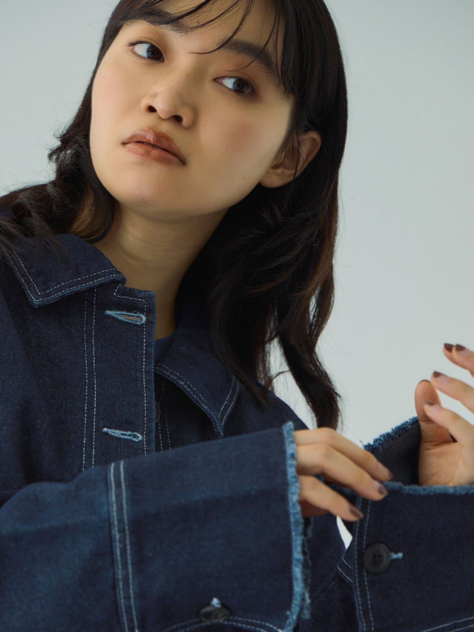 フラップポケットショートデニムブルゾン≪手洗い可能≫