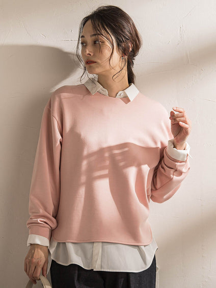 【WEB限定】《暖色美》裏起毛クルーネックトップス≪手洗い≫