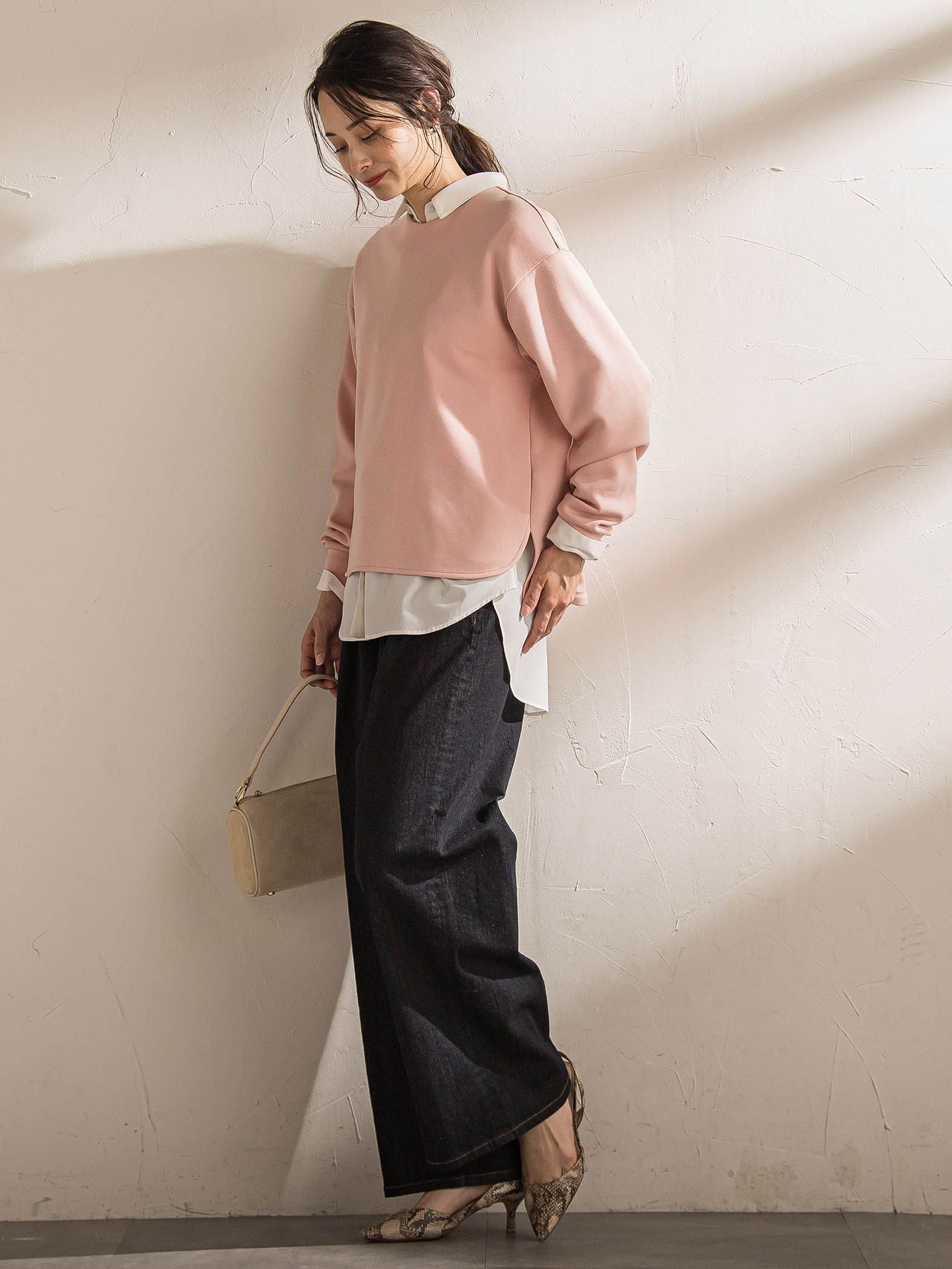 【WEB限定】《暖色美》裏起毛クルーネックトップス≪手洗い≫