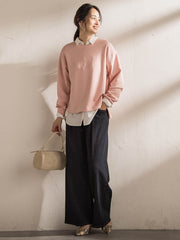 【WEB限定】《暖色美》裏起毛クルーネックトップス≪手洗い≫