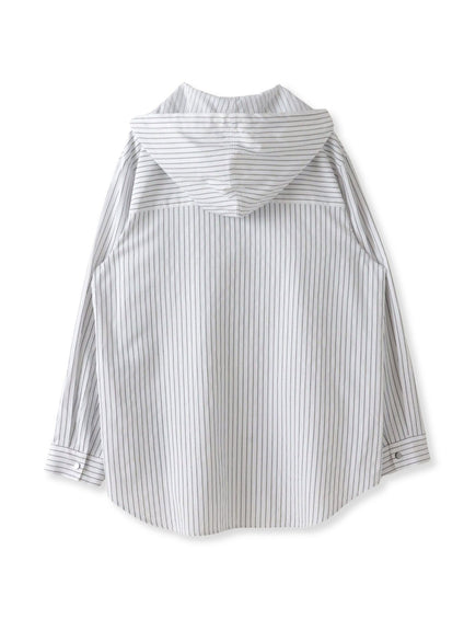 【大きいサイズ】ドビーストライプフードシャツ