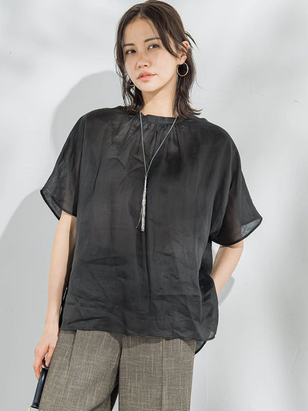 【WEB限定】ラミーギャザーブラウス≪洗濯機で洗える≫