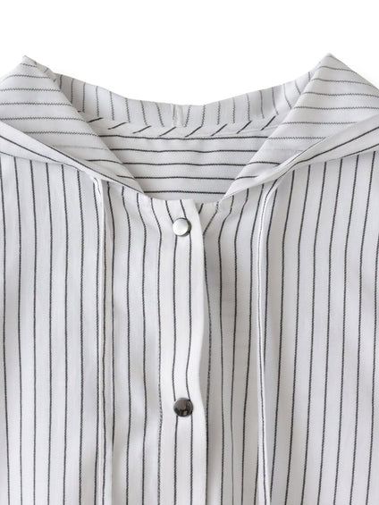 【大きいサイズ】ドビーストライプフードシャツ