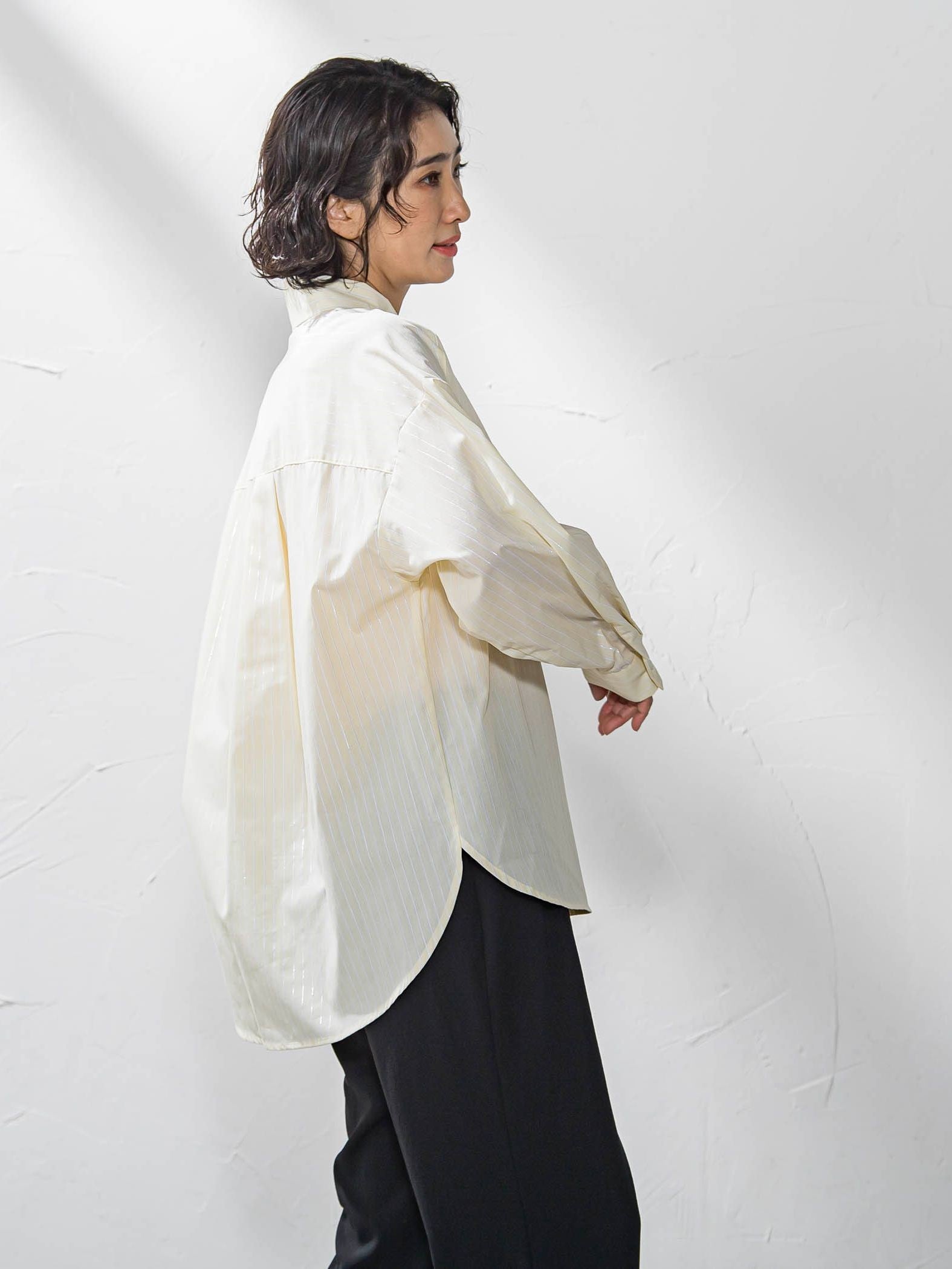 【WEB限定】ストライプブラウス≪洗濯機で洗える≫