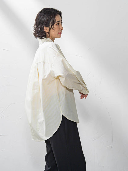 【WEB限定】ストライプブラウス≪洗濯機で洗える≫