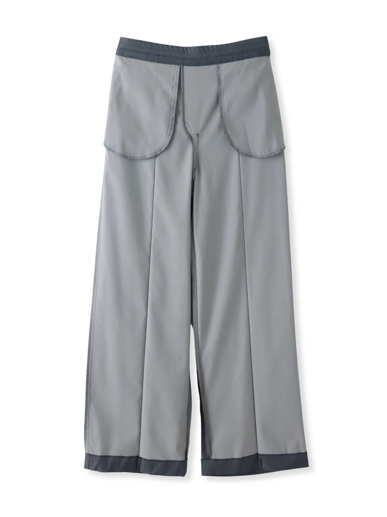 【WEB限定】デニム見えシャンブレーワイドパンツ≪洗濯機で洗える≫