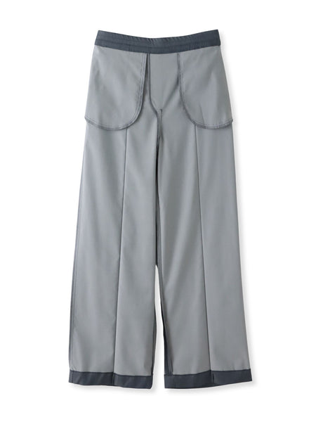 【WEB限定】デニム見えシャンブレーワイドパンツ≪洗濯機で洗える≫