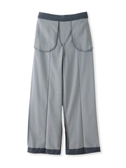 【WEB限定】デニム見えシャンブレーワイドパンツ≪洗濯機で洗える≫