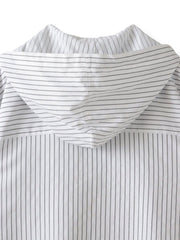 【大きいサイズ】ドビーストライプフードシャツ