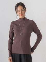 【Skinea】≪着るスキンケア≫リブハイネックニット