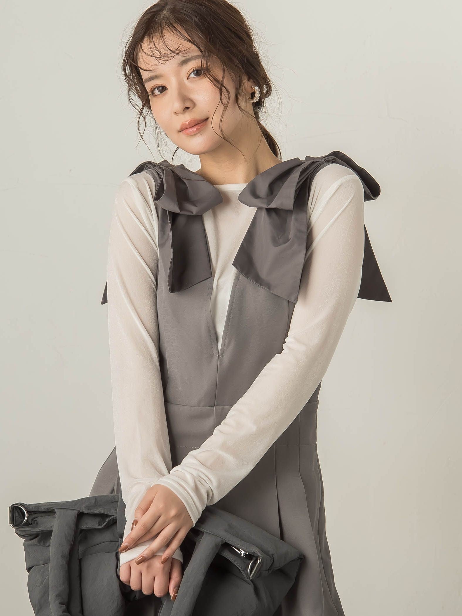 ニュアンスベロアアシメタックカットソー≪手洗い可能≫