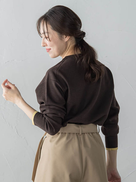 配色クルーネックニット≪洗える≫