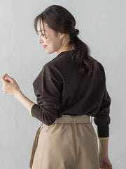 配色クルーネックニット≪洗える≫