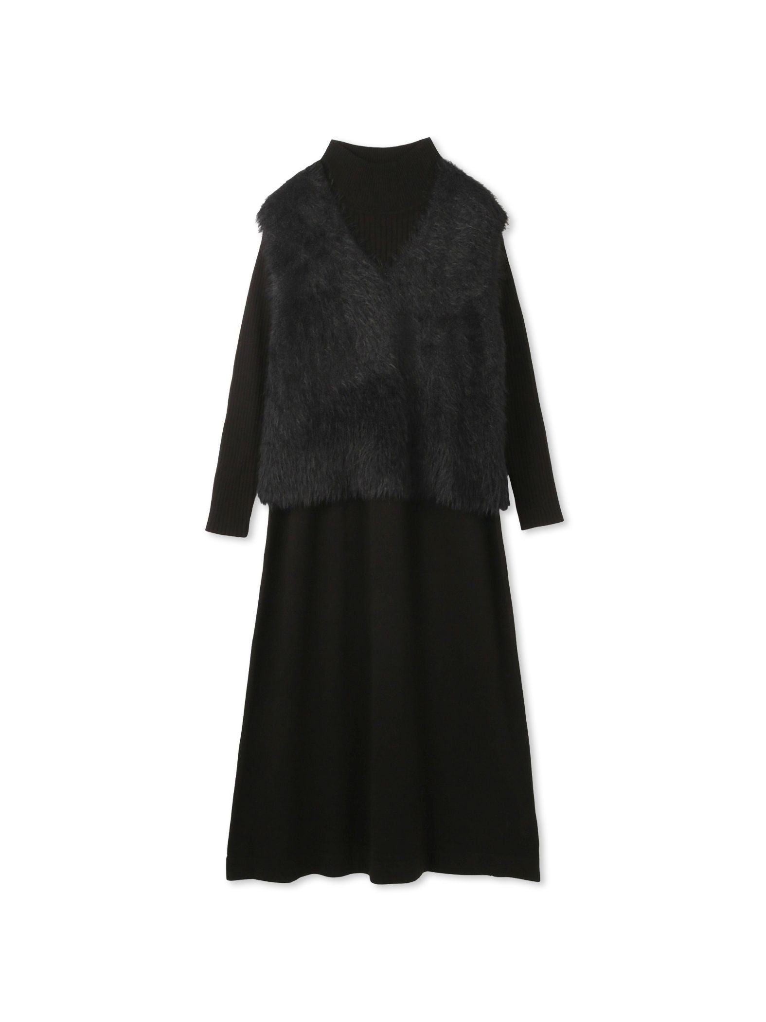 シャギーニットベストアンサンブルワンピース≪手洗い可能≫