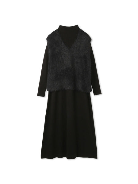 シャギーニットベストアンサンブルワンピース≪手洗い可能≫
