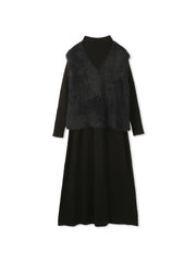 シャギーニットベストアンサンブルワンピース≪手洗い可能≫