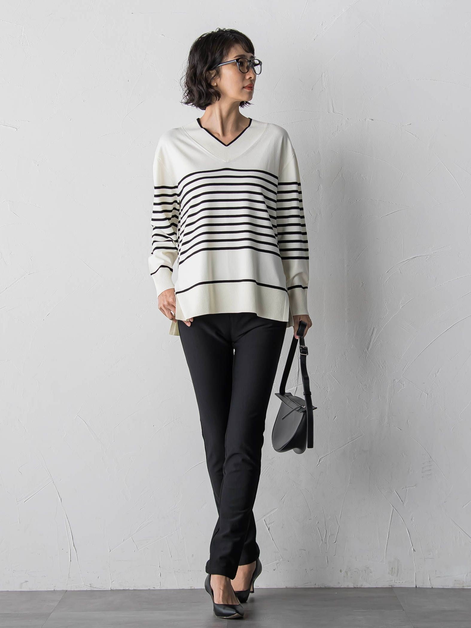 【大きいサイズ】Vネックニット≪手洗い可能≫