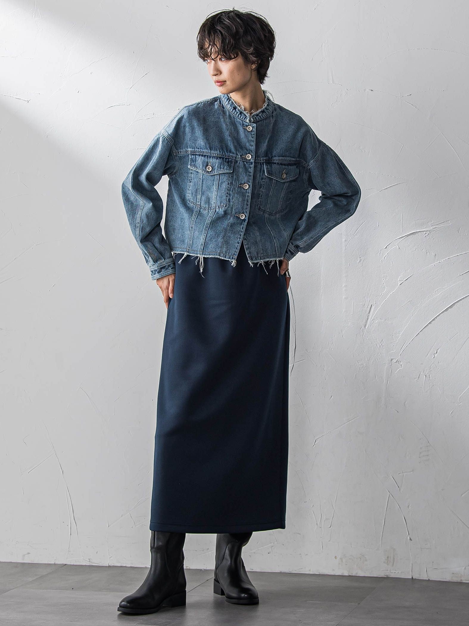 軽量ボンディング3ピーススカートセットアップ≪洗濯機で洗える≫