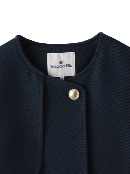 ノーカラーハーフコート