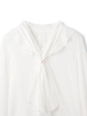 ベネシャンVネックフリルボウタイブラウス