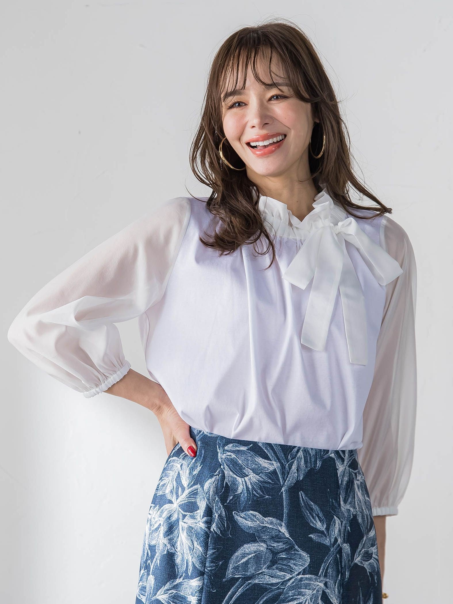 サイドリボンカットソー