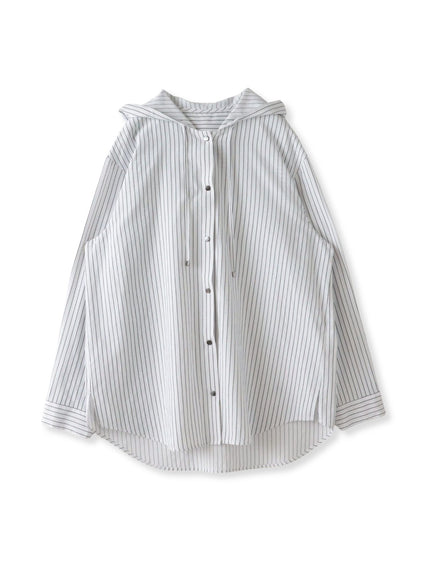 【大きいサイズ】ドビーストライプフードシャツ