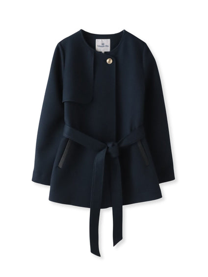 ノーカラーハーフコート