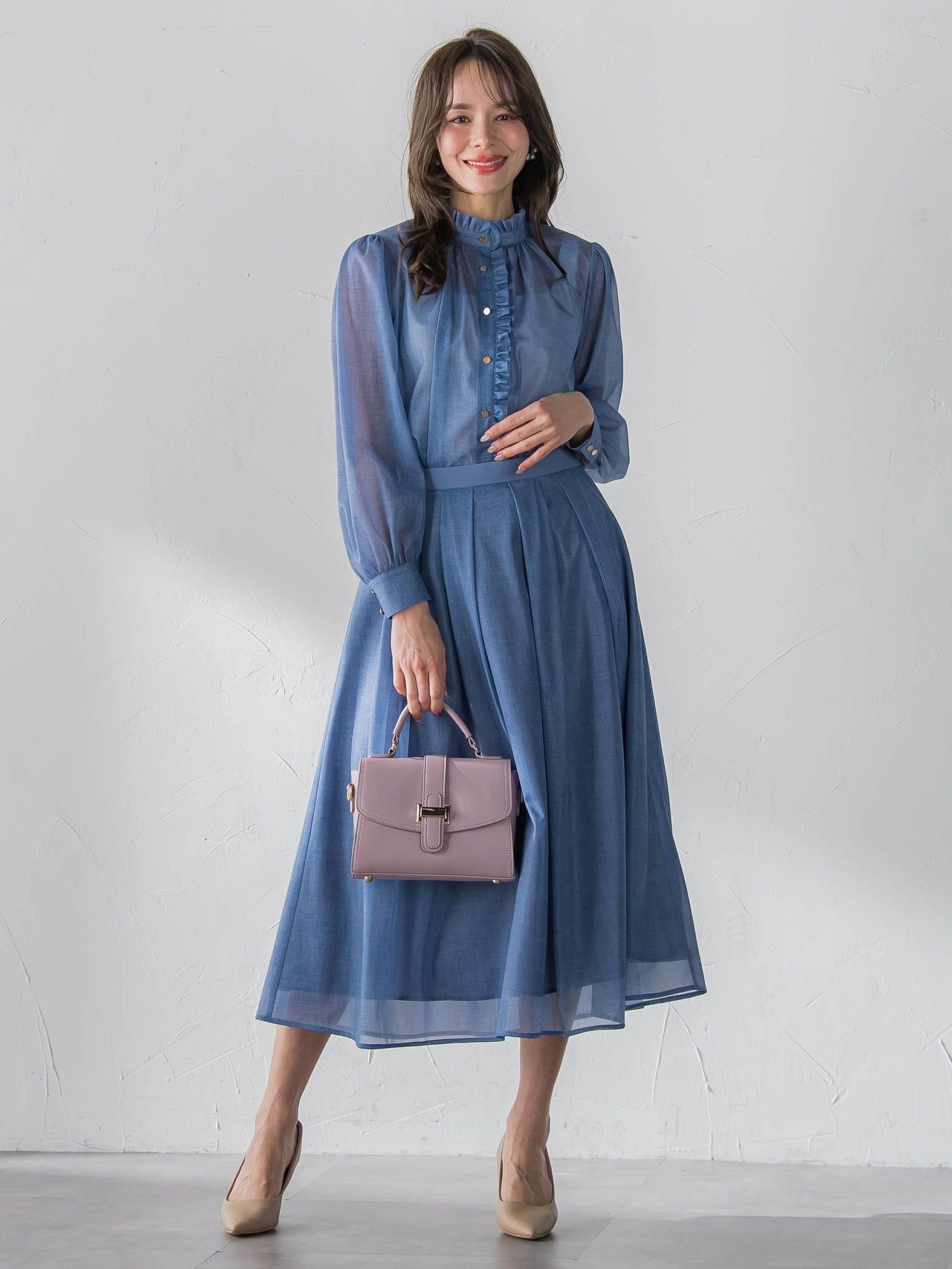 オーガンジーデニムスカート