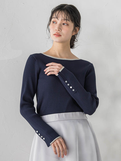 配色RIBニット≪手洗い可能≫