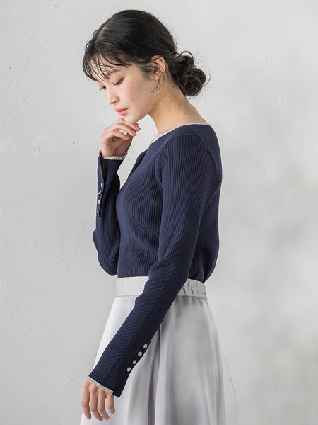 配色RIBニット≪手洗い可能≫