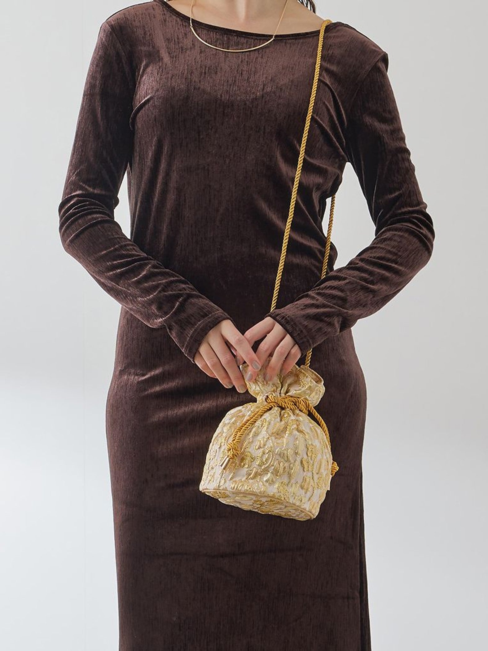 ジャガード巾着ミニバッグ