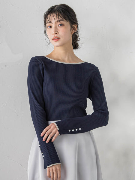 配色RIBニット≪手洗い可能≫