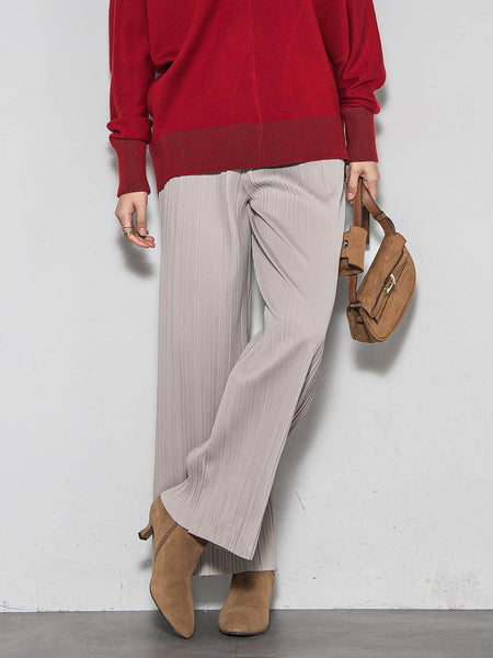 【WEB限定】裏起毛プリーツパンツ≪手洗い可能≫