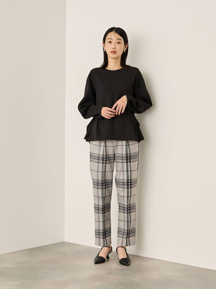 カットジョーゼットウエストタックブラウス≪手洗い可能≫