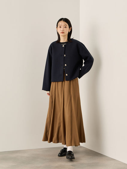 ウールチョウジャージーノーカラージャケット