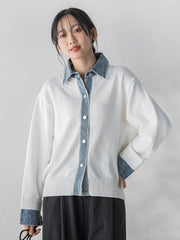 デニムドッキングニットカーディガン≪手洗い可能≫