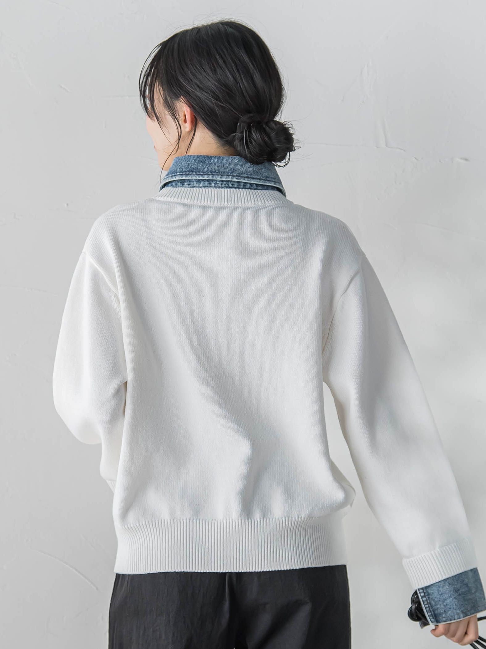 デニムドッキングニットカーディガン≪手洗い可能≫