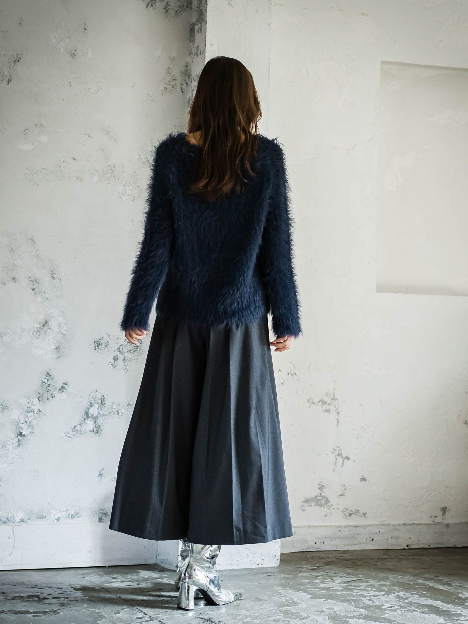 【NEW】フェザーヤーンニット プルオーバー グレー