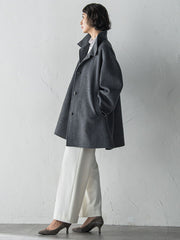 スタンドカラーウールリバーコート