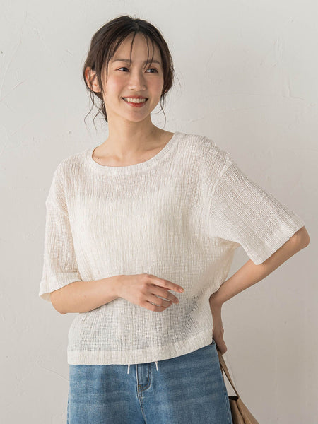 Recycle Slub BluseクロップドTシャツ