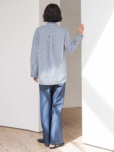 【WEB限定/大きいサイズ】”楽暖”裏起毛ワイドパンツ≪洗濯機で洗える≫