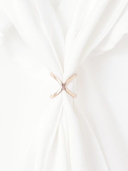 ベネシャンVネックフリルボウタイブラウス