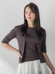 LUCINDAリブノースリーブニット