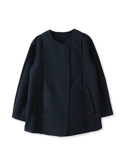 ノーカラーハーフコート