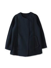 ノーカラーハーフコート