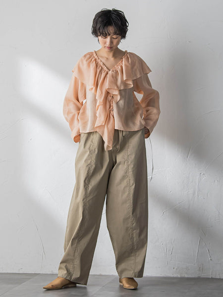 ラスターラミーカルゼラッフルカラーブラウス