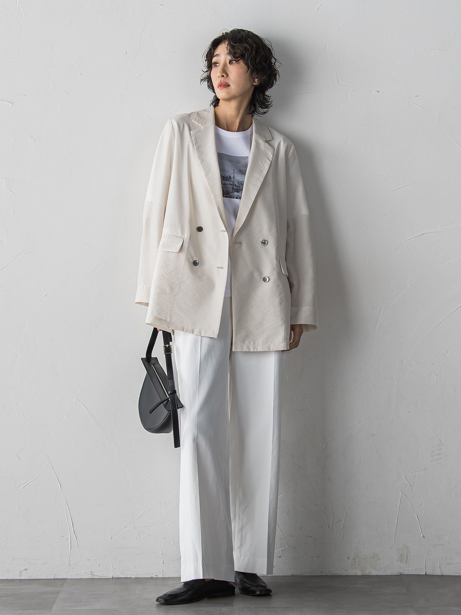 【WEB限定/+5cm丈長め】【極・名品パンツ】シェルタリングワイドパンツ