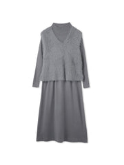 シャギーニットベストアンサンブルワンピース≪手洗い可能≫